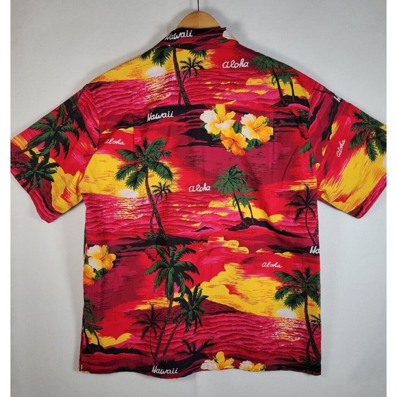 Hawaiian X-LARGE Shirt Aloha Hibiscus Sunset Colorful Bright Ni'i Fashions - Picture 7 of 8